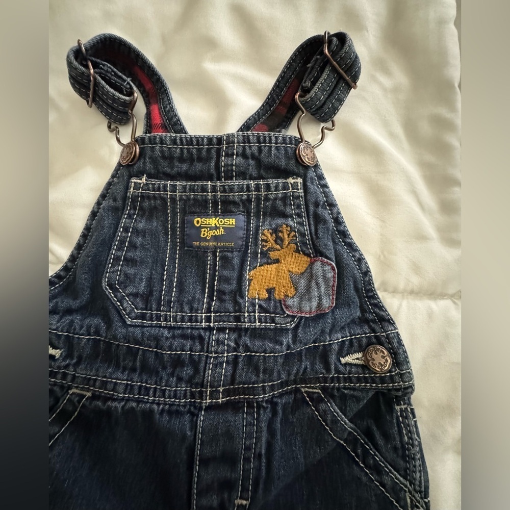 OshKosh B'gosh Kids Overalls - Blue with Red Patches - Picture 3 of 10